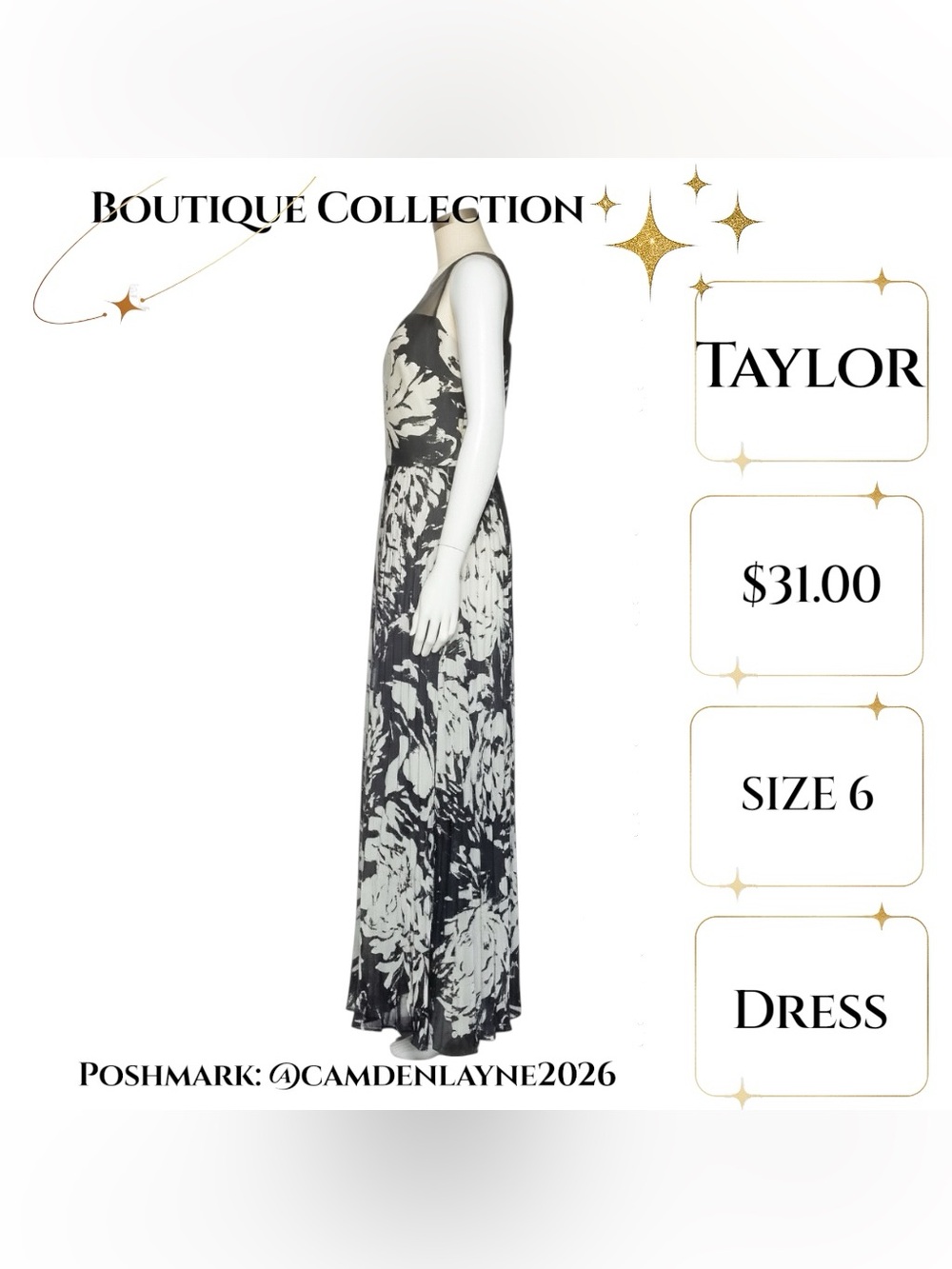 Sleeveless Navy and White Floral Maxi Dress - Picture 5 of 8